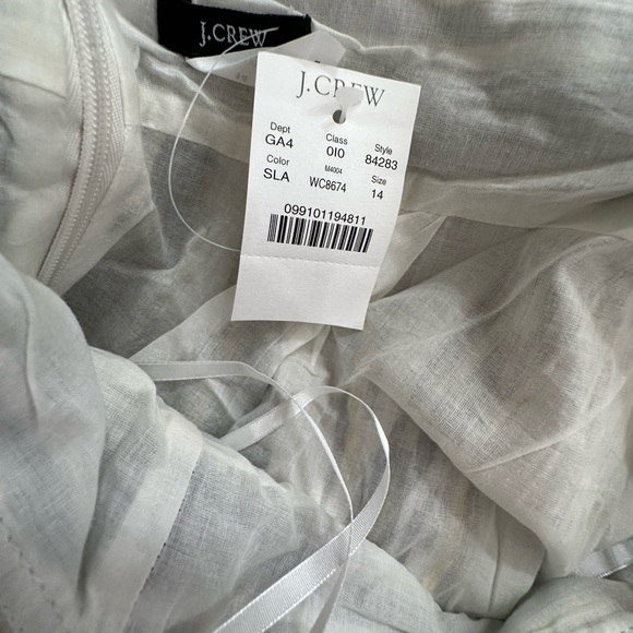 J Crew Sylvan Halter Dress Backless Striped Ruffles Linen cotton size 14… - Picture 12 of 16